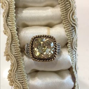 Lia Sophia Canary Yellow Cushion Cut CZ Ring